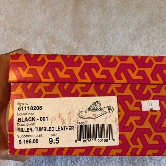 Tory Burch Miller Black Tumbled Leather Slide Sandals - Picture 2 of 6